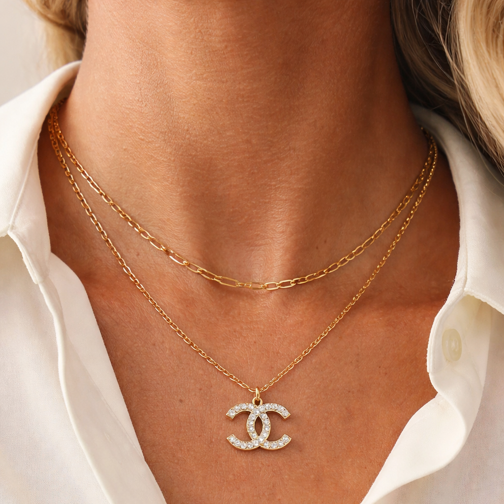 Gold Crystal Layer Necklace