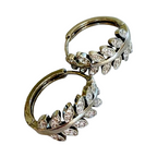 Rhinestone Leaf Hoop Earrings