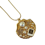 Vintage Pearl Medallion Necklace
