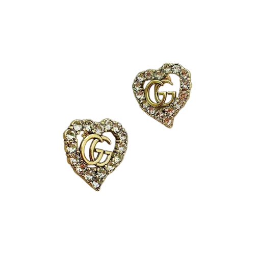 Sparkling Crystal Heart Stud Earrings
