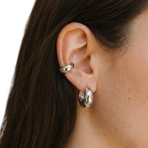 Silver Dewdrop Hoop Earrings
