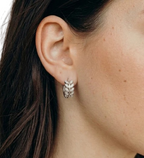 Rhinestone Leaf Hoop Earrings