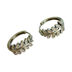 Rhinestone Leaf Hoop Earrings
